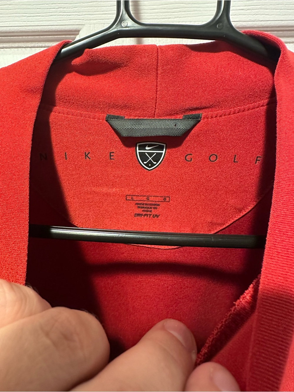 Nike Golf Dri-Fit UV Mock Neck Shirt Mens Large Red Royal Oaks Country Club - Picture 4 of 7